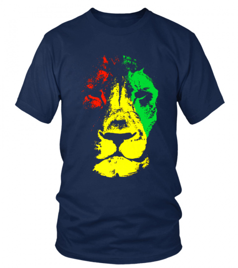 Beautiful Lion Face Rasta Colors Styled T-Shirt