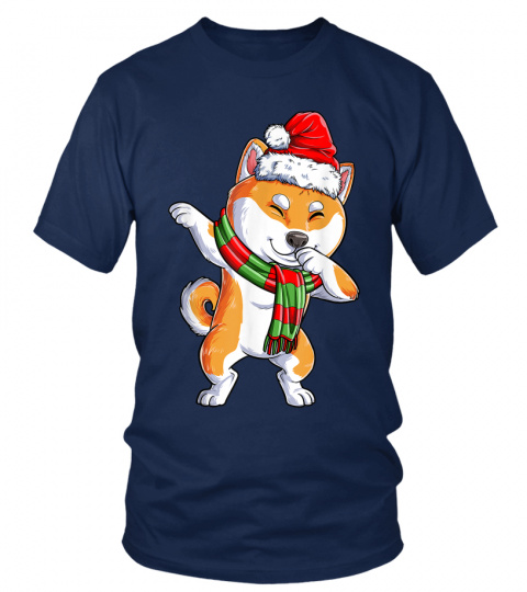 Dabbing Shiba Inu Santa Christmas Gifts Kids Boys Girls Xmas T-Shirt