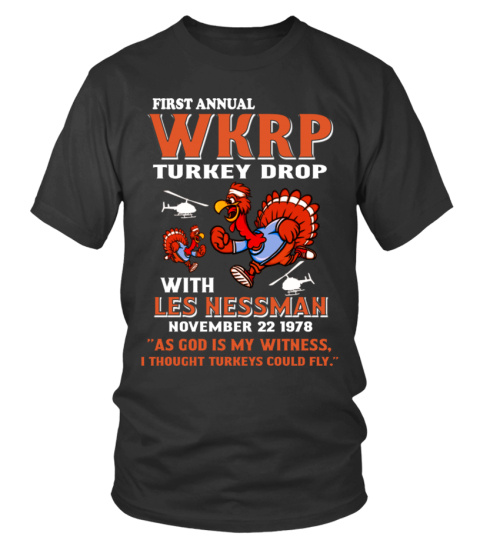 FIRST ANNUAL WKRP TURKEY DROP WITH LES NESSMAN NOVEMBER 22 1978 "AS GOD IS MY WITNESS, I THOUGHT TURKEYS COULD FLY."