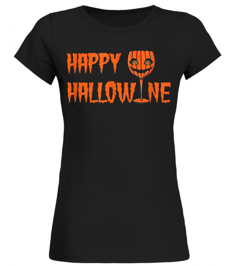 Happy Hallowine Happy Halloween pumpkin wine glass funny T-Shirt