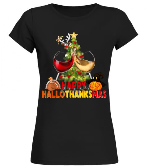 wine glass thankgiving funny wine happy hallothanksmas gift 