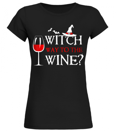 Womens Halloween Drinking Shirt Witch Way To The Wine T-Shirt