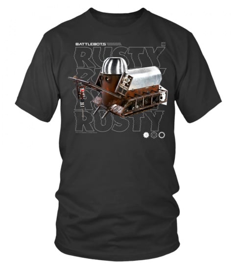 battlebots rusty robot text stack shirt