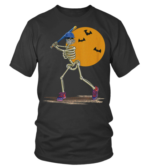 Funny Halloween skeleton baseball