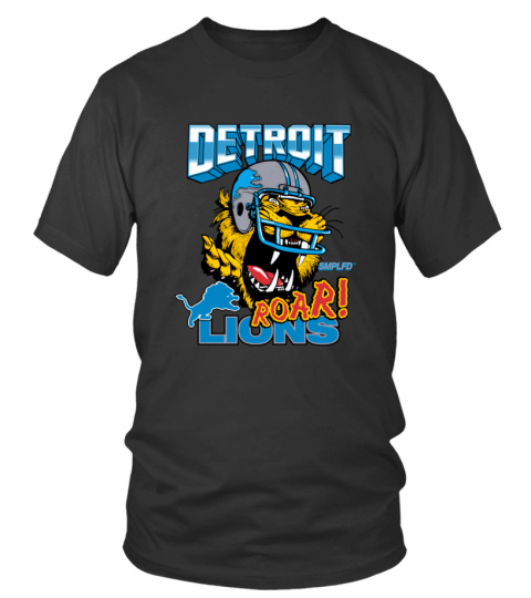 Official Men's SMPLFD Black Detroit Lions Roar T Shirt