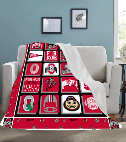 University of Ohio State Buckeyes Sherpa Fleece Blanket Gifts for NCAA Fans  - Bluefink