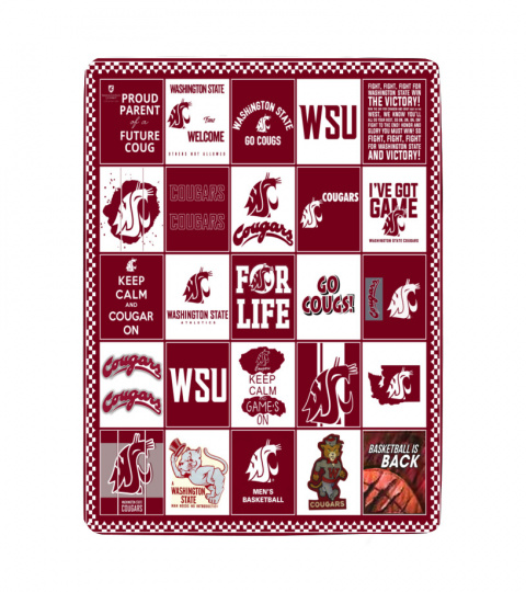 NCAA University of Washington State Cougars Sherpa Fleece Blanket 001