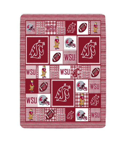 NCAA Washington State Cougars Sherpa Fleece Blanket Gifts For Fans 001