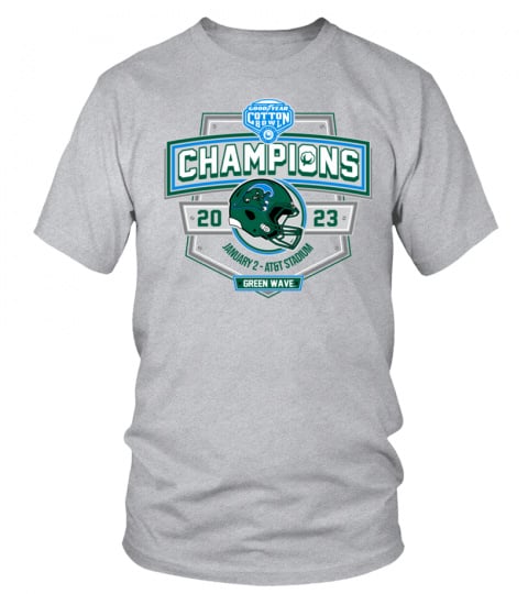 Official Heather Gray Tulane Green Wave 2023 Cotton Bowl Champions Locker Room T-Shirt