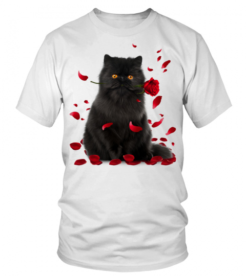Persian Cat Lover Gift Red Rose Petals Shirt Valentine Gifts Cat Mom Cat Dad Hoodie