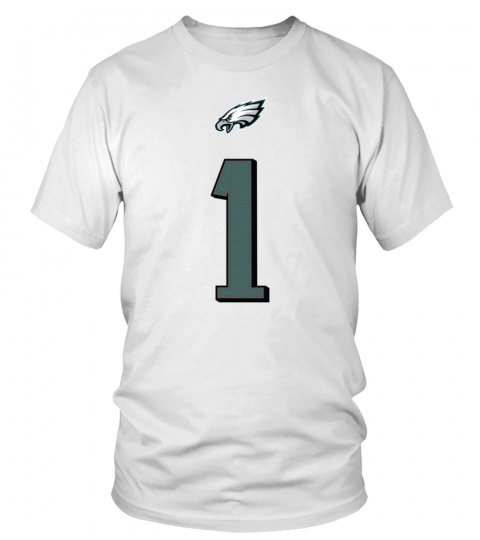 Philadelphia Eagles Jalen Hurts White Player Name And Number T-Shirt