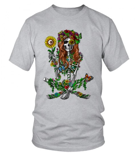 Skeleton Hippie Psychedelic Sunflower