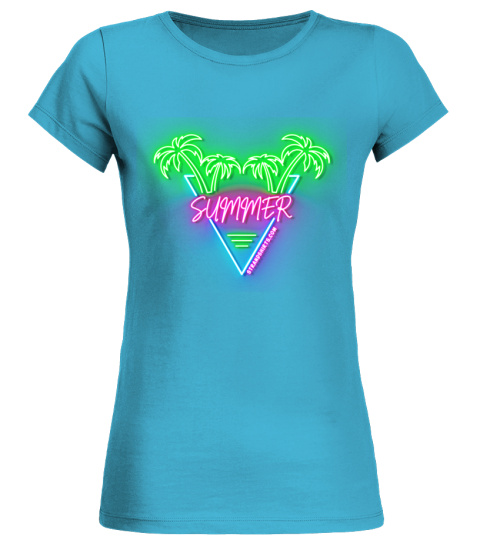 Strandshirt Neon Summer Palmen Türkis