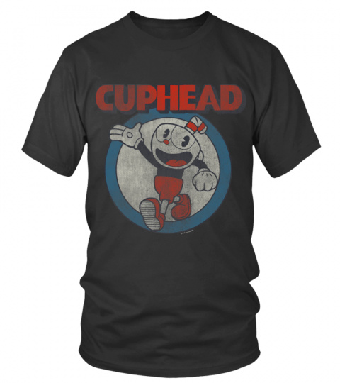 Cuphead Waving Circle Portrait Vintage T-Shirt