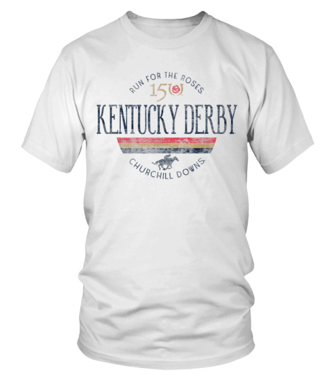 Kentucky Derby 150th Retro Stripe White Officially Licensed T-Shirt