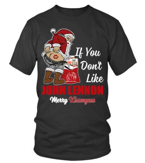 John Lennon Merry Kissmyass BK - T-shirt