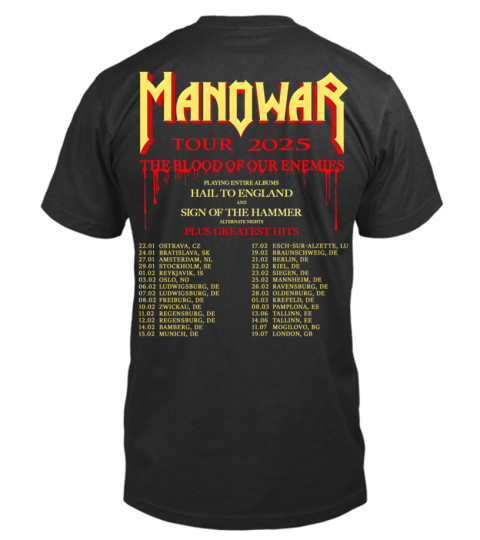 (2 sides) Limited Edition - Manowar The Blood Of Our Enemies 2025 Tour Dates