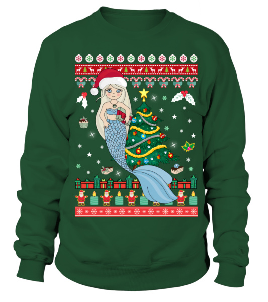 Mermaid Christmas Sweatshirt Sweatshirt Teezily