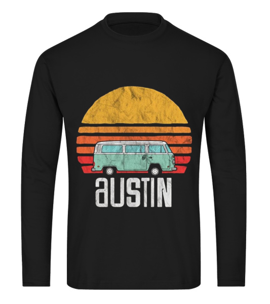 Austin, Texas - Vintage Hippie Van Road Trip T-Shirt Austin, Texas - Vintage Hippie Van Road Trip T-Shirt