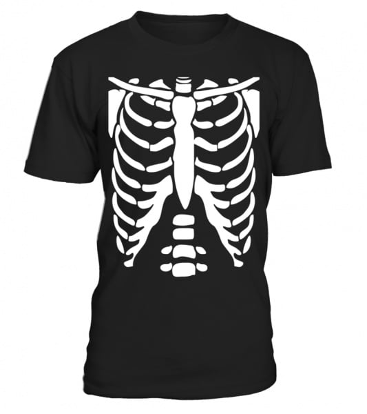 T-Shirt - SKELETON SHIRT  Halloween Costume Rib cage Anatomy T