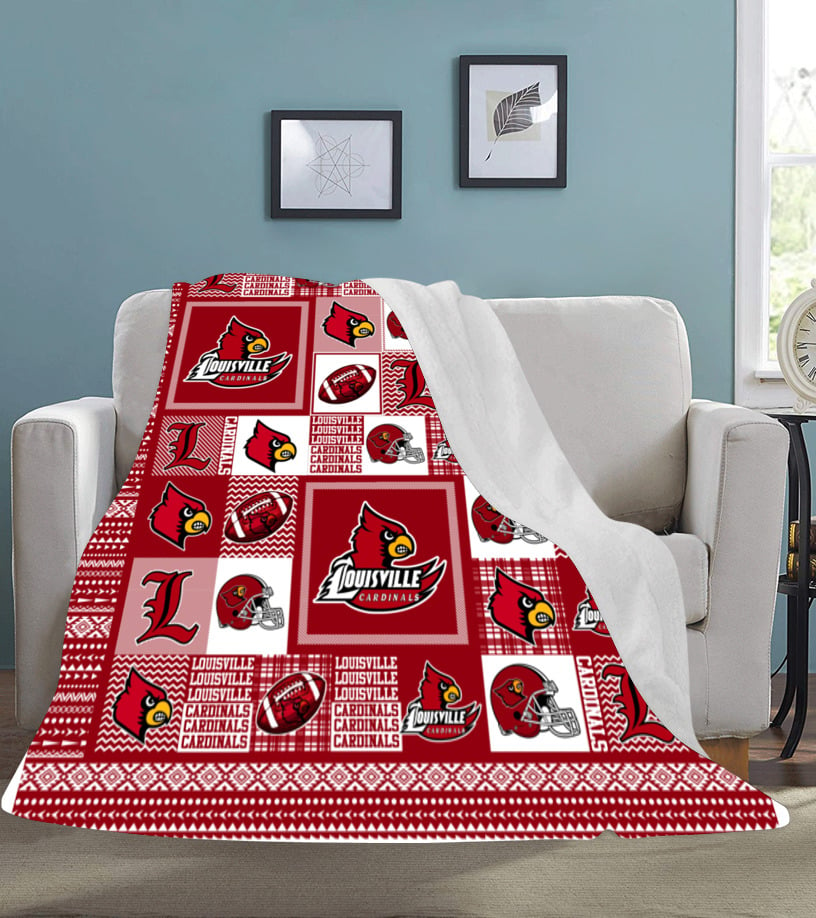 NCAA Louisville Cardinals Sherpa Fleece Blanket Gifts For Fans 001 - Sherpa  Blanket