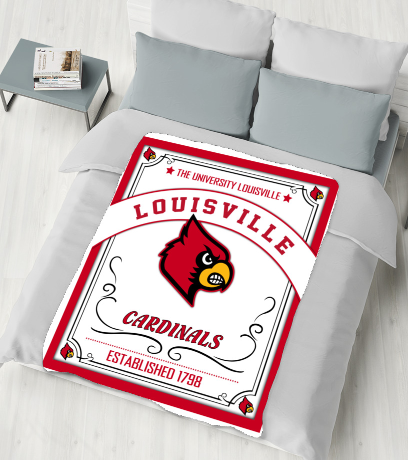 NCAA University of Louisville Cardinals Sherpa Fleece Blanket 001