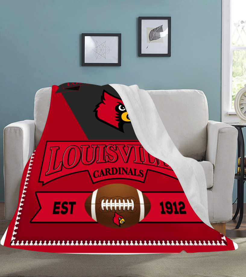 Coperta - NCAA Louisville Cardinals Sherpa Fleece Blanket College Student  Gift 001