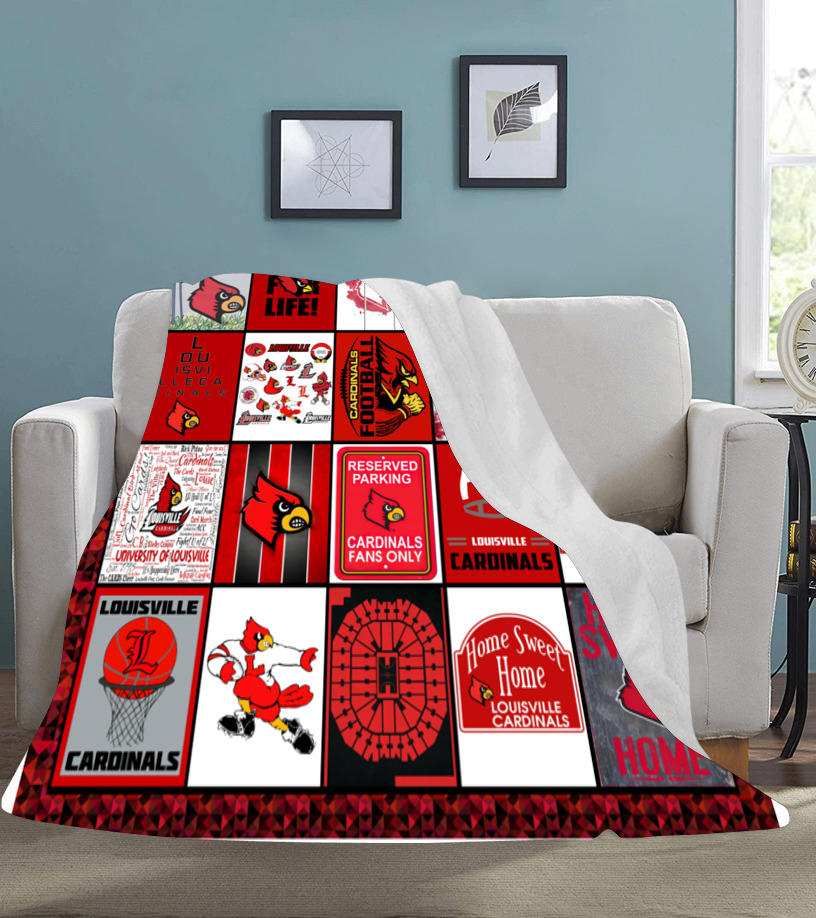 NCAA Louisville Cardinals Sherpa Fleece Blanket Gifts For Fans 001 - Sherpa  Blanket