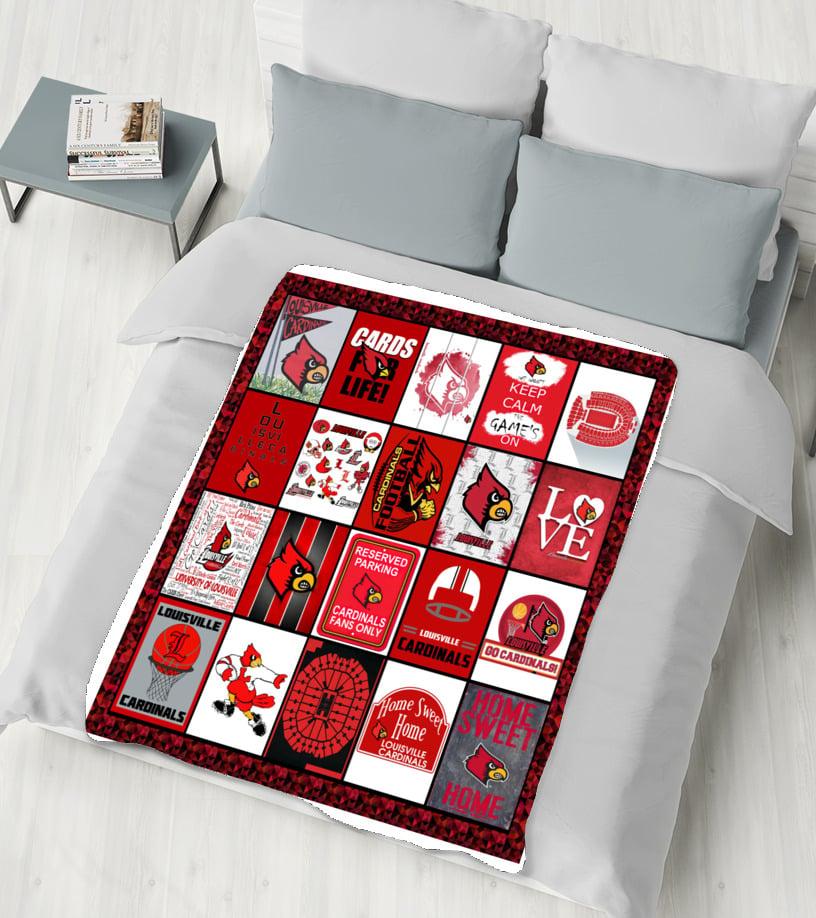 Plaid - NCAA Louisville Cardinals Sherpa Fleece Blanket Gifts For