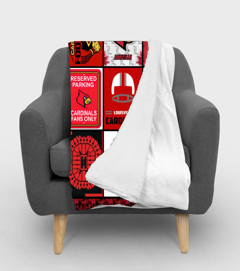 NCAA Louisville Cardinals Sherpa Fleece Blanket Gifts For Fans 001