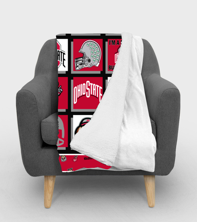 University of Ohio State Buckeyes Sherpa Fleece Blanket Gifts for NCAA Fans  - Bluefink