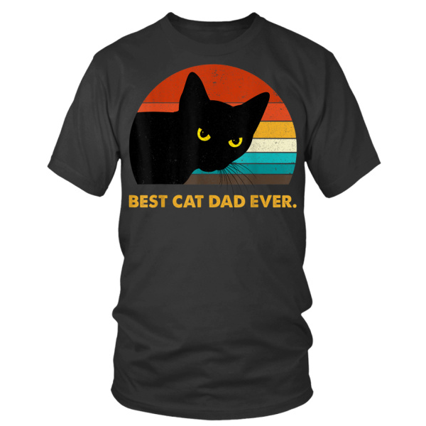 Best Cat Dad Ever Vintage Mens Tshirt Black Cat Daddy Tee T